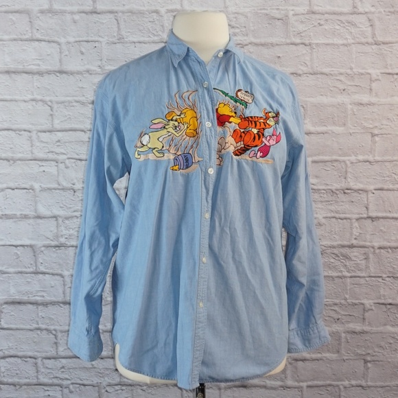 Disney Tops - Vintage 90s Disney Embroidered Winnie the Pooh Denim Top XL